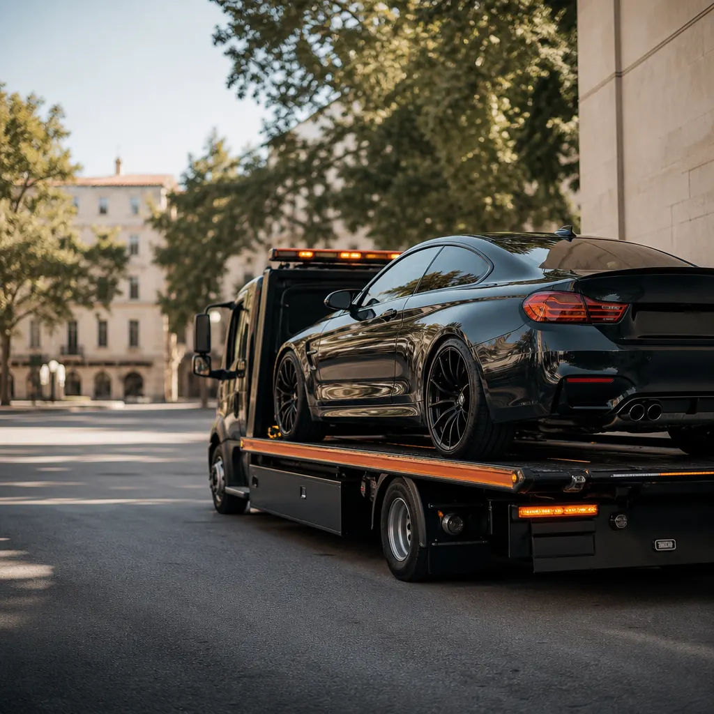 Dépannage BMW sportive chargée sur plateau à Marseille